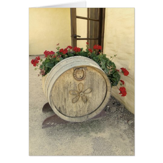 Cool Wine Barrel Flower Greeting Card! Card
