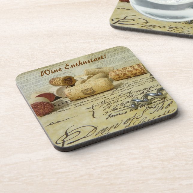 Cool Wine Enthusiast Coaster! Beverage Coaster (Left Side)