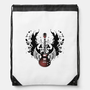 Cool Winged Guitar Rock Music Rockabilly Musician  Drawstring Bag