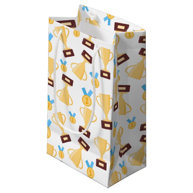 cool winner trophy tiled  small gift bag (Front Angled)