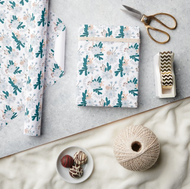 Cool Winter Forest Flowers Wrapping Paper (Crafts)