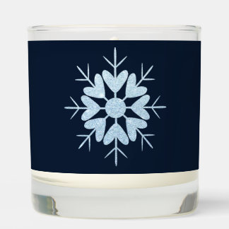 Cool Winter Icy Blue Crystal Glitter Snowflake Scented Candle