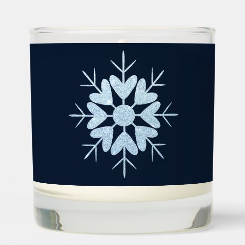 Cool Winter Icy Blue Crystal Glitter Snowflake Scented Candle