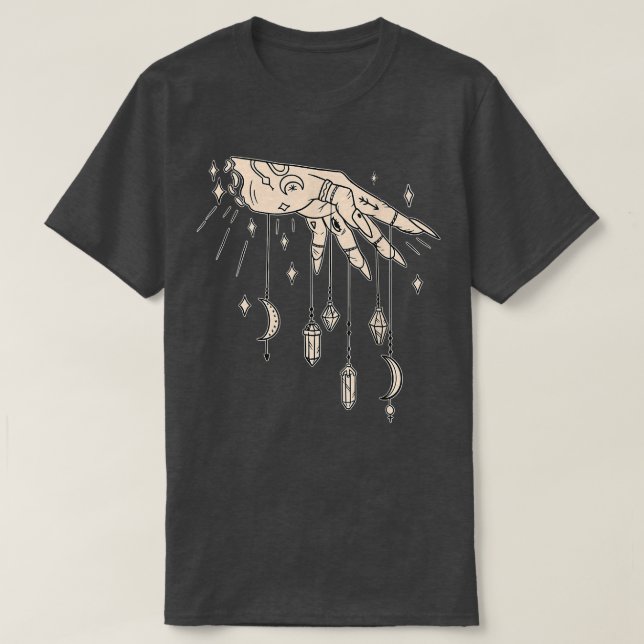 Cool Witches Design Of A Tattooed Hand With Crysta T-Shirt (Design Front)