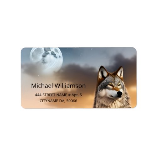 Cool Wolf And Moon Label