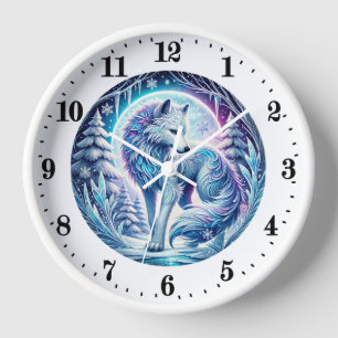 Cool wolf animal lovers winter clock