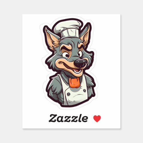 Cool Wolf Chef Adorable Animal Graphic Sticker