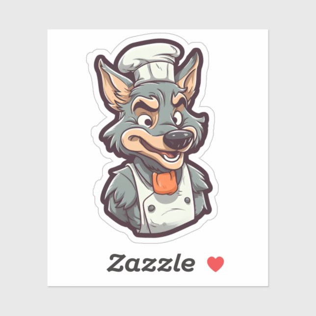 Cool Wolf Chef Adorable Animal Graphic Sticker (Sheet)