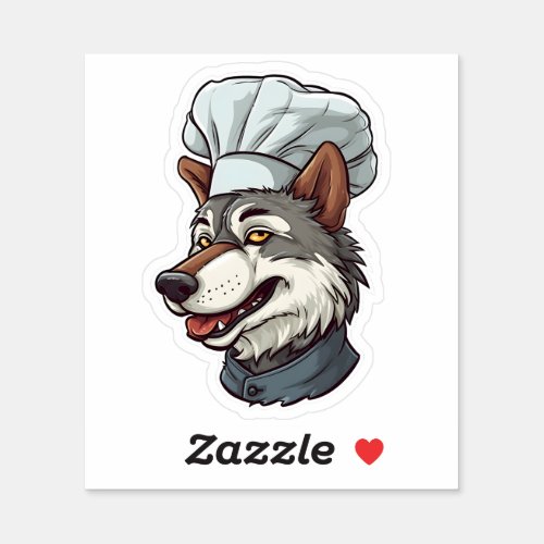 Cool Wolf Chef Adorable Animal Graphic Sticker