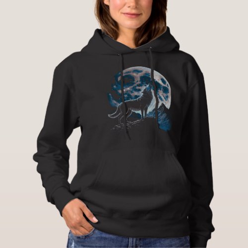 Cool Wolf Howling At The Moon 2Wolf Lover Hoodie