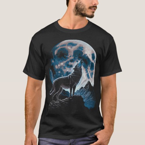 Cool Wolf Howling At The Moon 2Wolf Lover T_Shirt