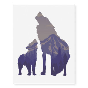 Cool Wolf Howling Funny Skiing Snowboarding Gear Temporary Tattoos