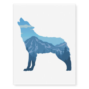 Cool Wolf Howling Funny Skiing Snowboarding Gear Temporary Tattoos