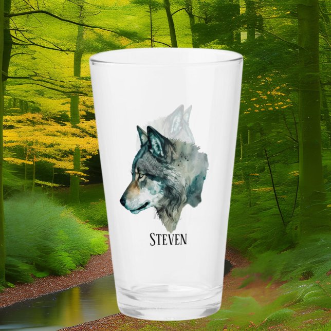 cool wolf lovers add name  glass (Creator Uploaded)