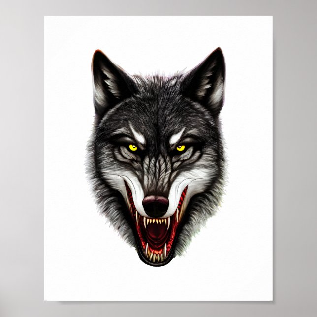 Cool Wolf Portrait  Poster (Front)