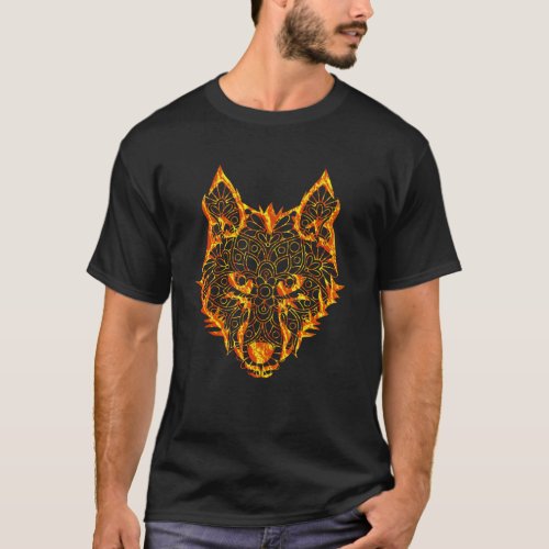 cool wolf shirt hip wolf face halloween t_shirt