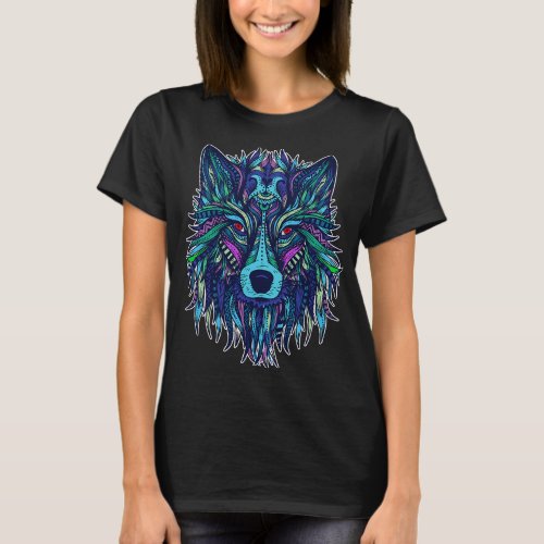 COOL WOLF T SHIRT for wolves lovers TRIBAL PATTERN