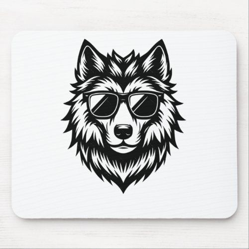 Cool Wolf With Sunglasses  Mouse Pad