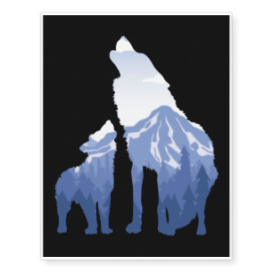 Cool Wolves Howling Funny Skiing Snowboarding Gear Temporary Tattoos