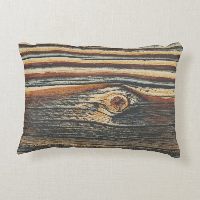 Cool Wood Grain Knot Texture Accent Pillow (Back)