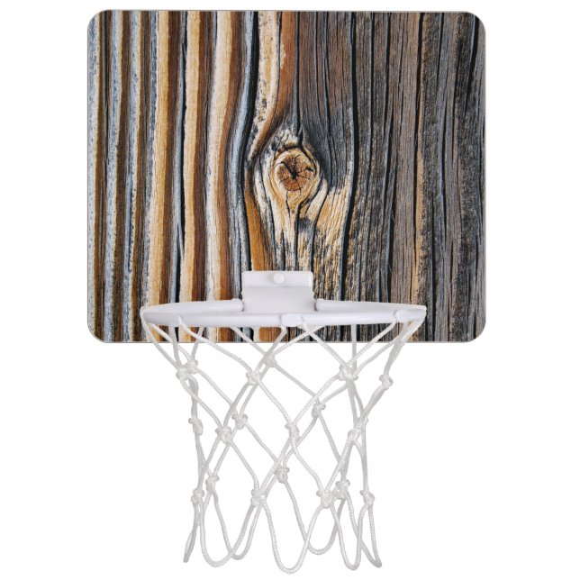 Cool Wood Grain Knot Texture Mini Basketball Hoop (Front)
