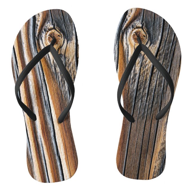 COOL Wood Grain Pattern Flip Flops (Footbed)