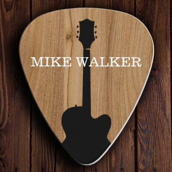 Cool Wood Rustic Name Monogrammed Guitar Pick by mixedworld at Zazzle