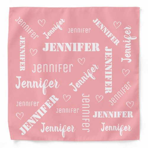 Cool Word Art Cloud Your Name Personalized Pink Bandana