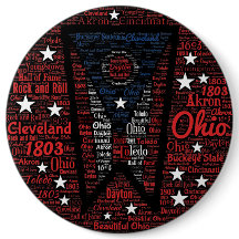 Cool Word Art Ohio State 6 Inch Round Button