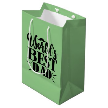 Cool World's Best Dad Word Art Medium Gift Bag by DoodlesHolidayGifts at Zazzle