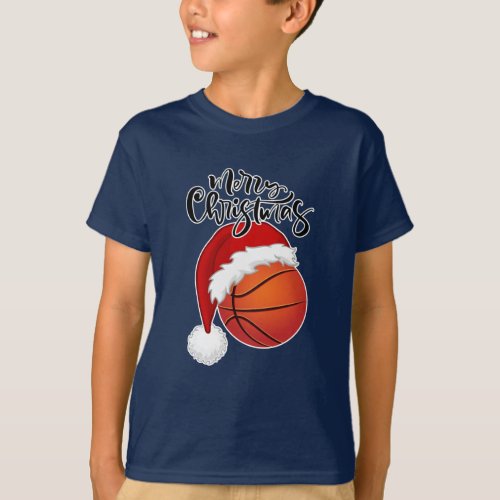 Cool Xmas Basketball fan design Merry Christmas T_Shirt