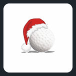 Cool Xmas Golf ball fan design Merry Christmas Square Sticker<br><div class="desc">Funny,  cool design for every man or woman that loves playing golf and loves the christmas holidays. You'll hit a hole in one with your family during christmas diner wearing this on your xmas shirt!</div>