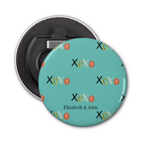 Cool XOXO Hearts Valentines Day  Mint Green Bottle Opener