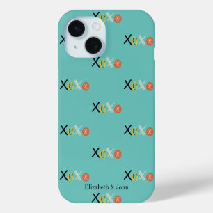 Cool "XOXO" Hearts Valentine's Day  Mint Green iPhone 15 Case