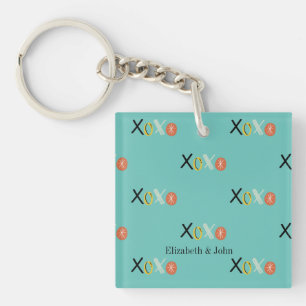 Cool "XOXO" Hearts Valentine's Day Mint Green Keychain