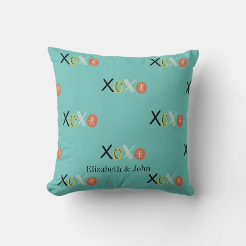 Cool XOXO Hearts Valentines Day  Mint Green Throw Pillow