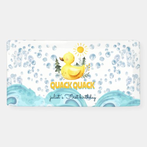 Cool yellow 1st rubber duck birthday invitations banner
