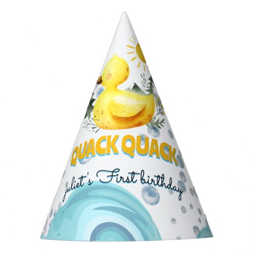 Cool yellow 1st rubber duck birthday invitations party hat