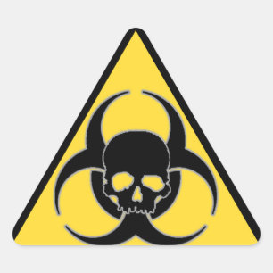 Cool Yellow and Black Biohazard symbol and Skull Triangle Sticker
