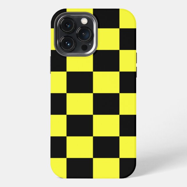 Cool Yellow and Black checkered pattern Iphone Case (Back)