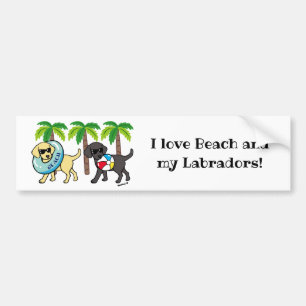 Cool Yellow and Black Labradors Beach Party Bumper Sticker
