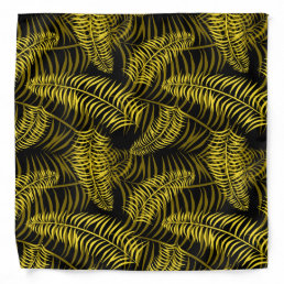 Cool Yellow and Black Palm Leaf Pattern Bandana