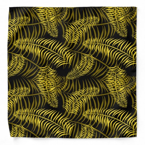 Cool Yellow and Black Palm Leaf Pattern Bandana