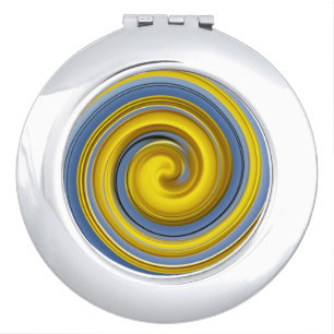 Cool yellow and blue spiral compact mirror
