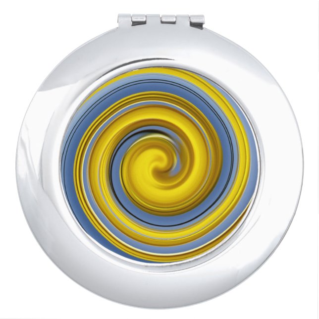 Cool yellow and blue spiral compact mirror (Front)