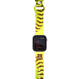 Cool Yellow and Red Softball Apple Watch Band