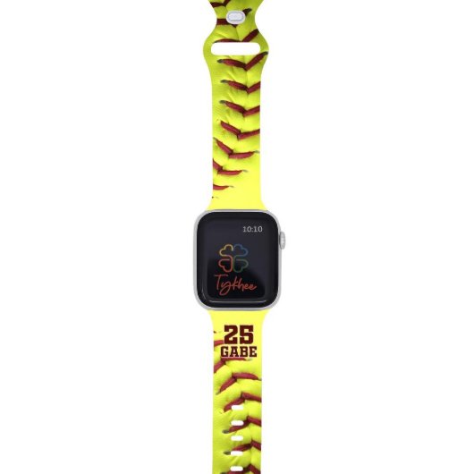 Cool Yellow and Red Softball Apple Watch Band  (Top)