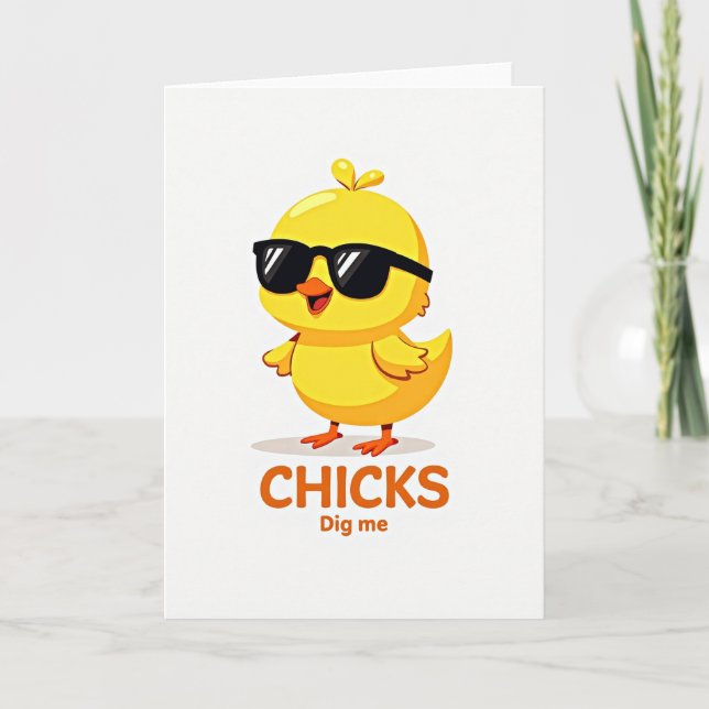 Cool Yellow Bird Chicks Message Card (Front)