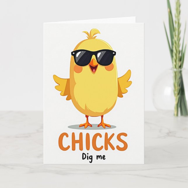 Cool Yellow Bird Greeting Card (Front)