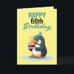 Cool Yellow & Black Penguin Husband 60th Birthday Card<br><div class="desc">Cool Yellow & Black Penguin Husband 60th Birthday, a funny and cool design made for anyone looking for a unique birthday card for their husband on their birthday. The design is eye-catching, it features a cute penguin with a birthday cake, plus editable text information. If you face any issues customizing...</div>